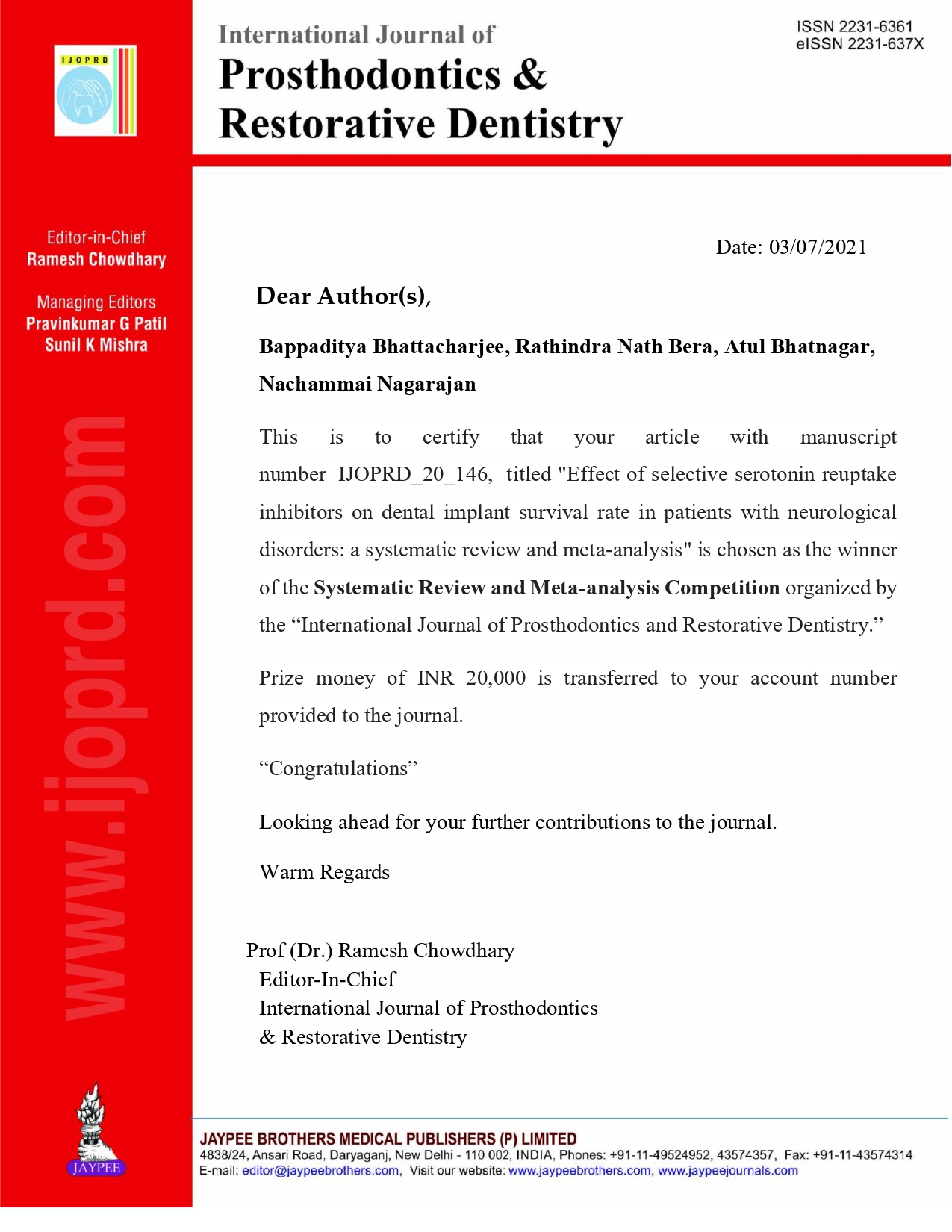 Certificate of Appreciation